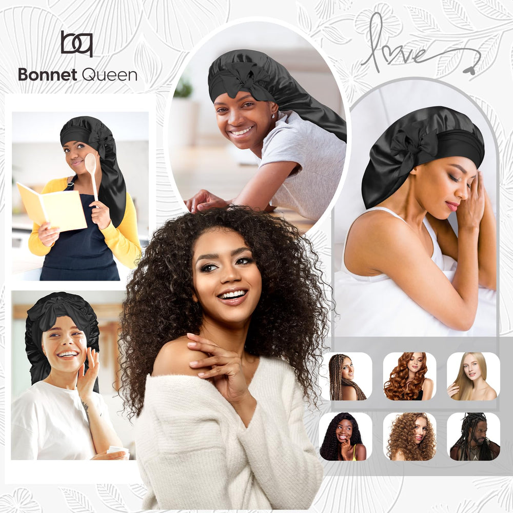 BONNET QUEEN material satén suave que cuida el cabello y reduce frizz.
