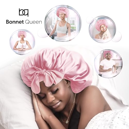 BONNET QUEEN XXL con cinta de ajuste para un ajuste seguro durante la noche.