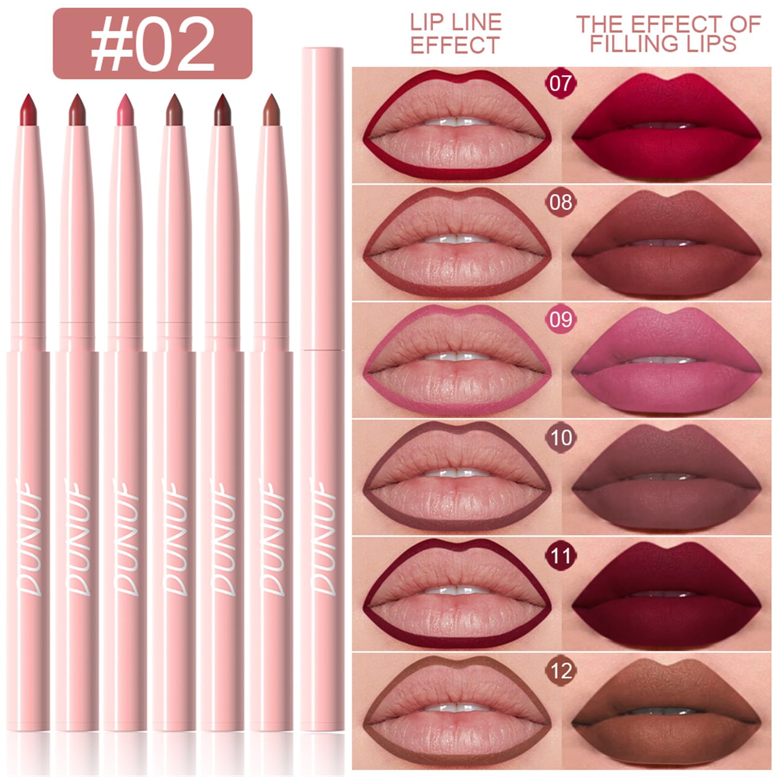 Delineadores retráctiles BONNIE CHOICE en mauve para base suave y acabado cremoso