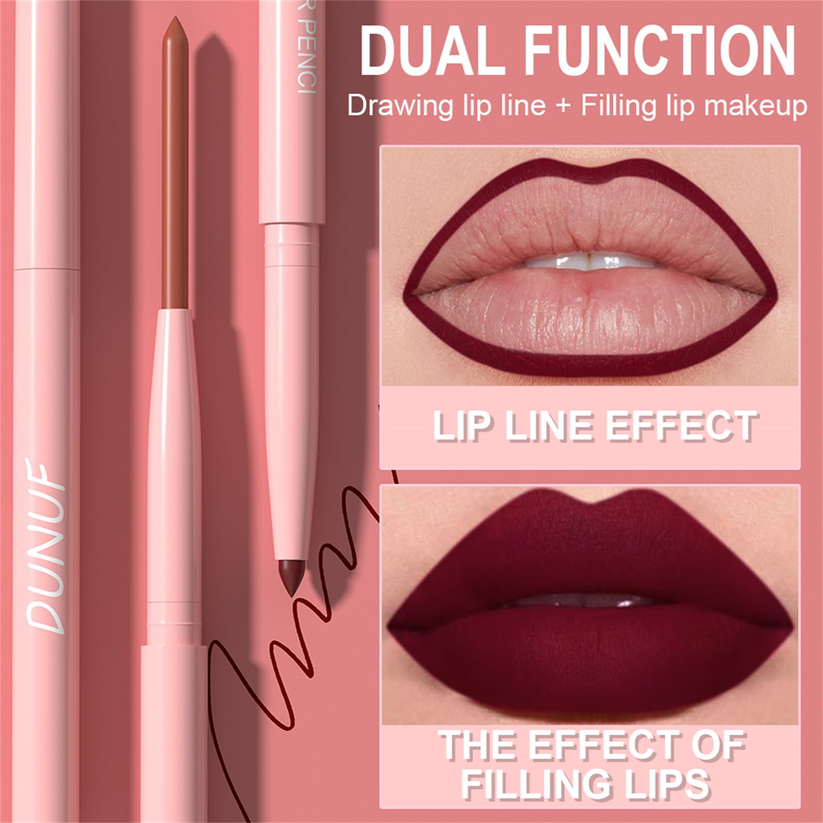 Delineadores retráctiles BONNIE CHOICE rojo-rosa para definición precisa de labios