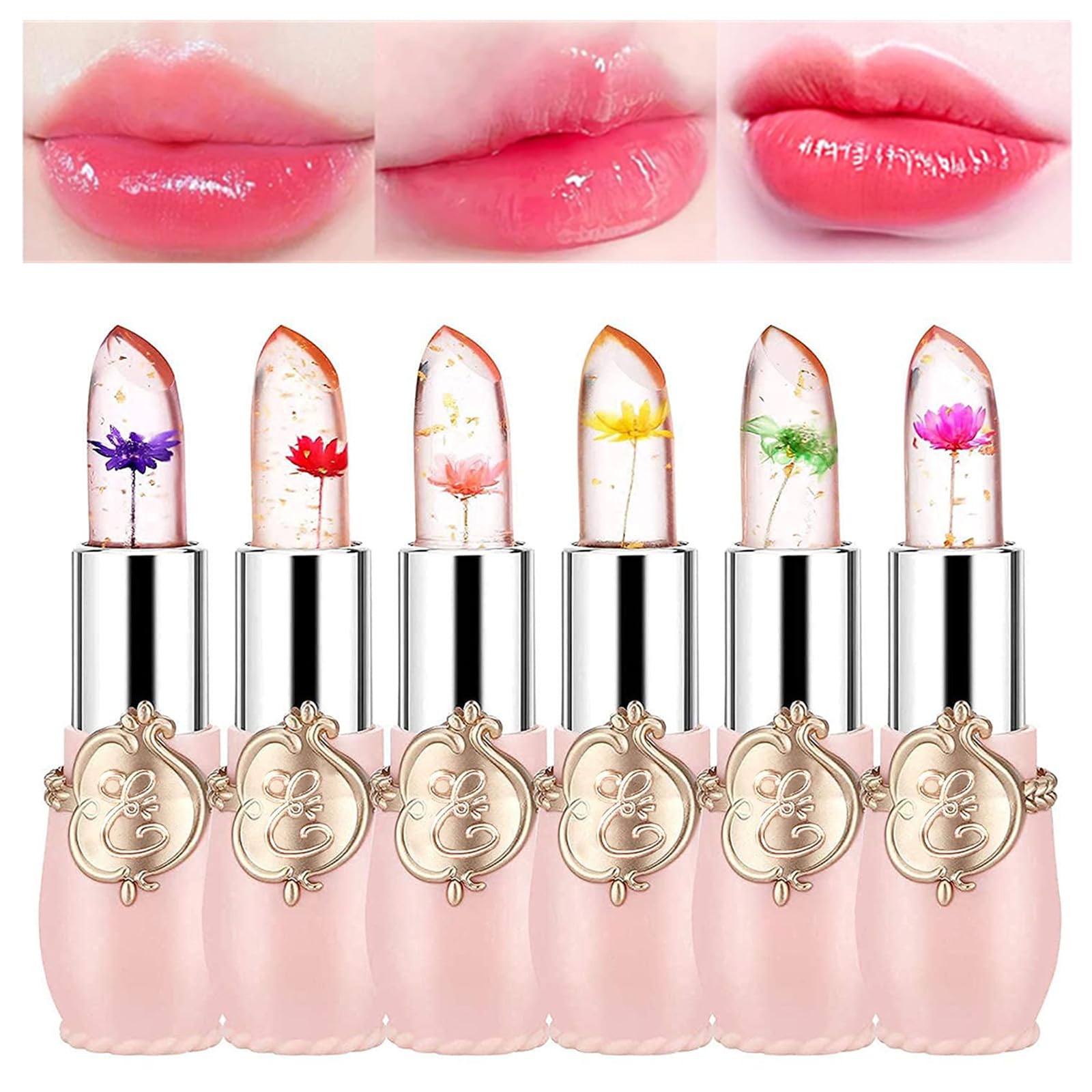 Bonnie Choice labial gel flor cristal, color cambia con temperatura para labios vibrantes.