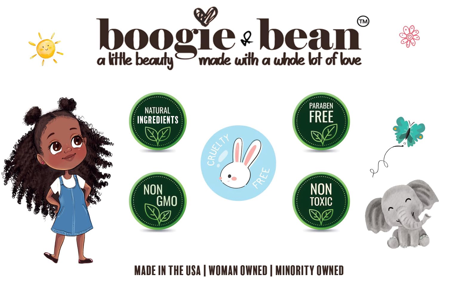 Boogie and Bean: niño con rizos aplica aceite para definir y suavizar rizos.