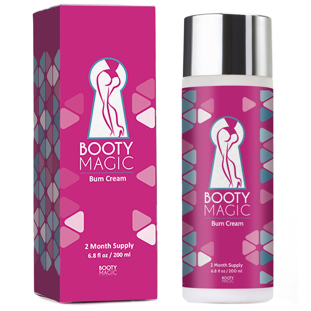 Booty Magic crema aumento glúteos, volumen visible con uso regular.