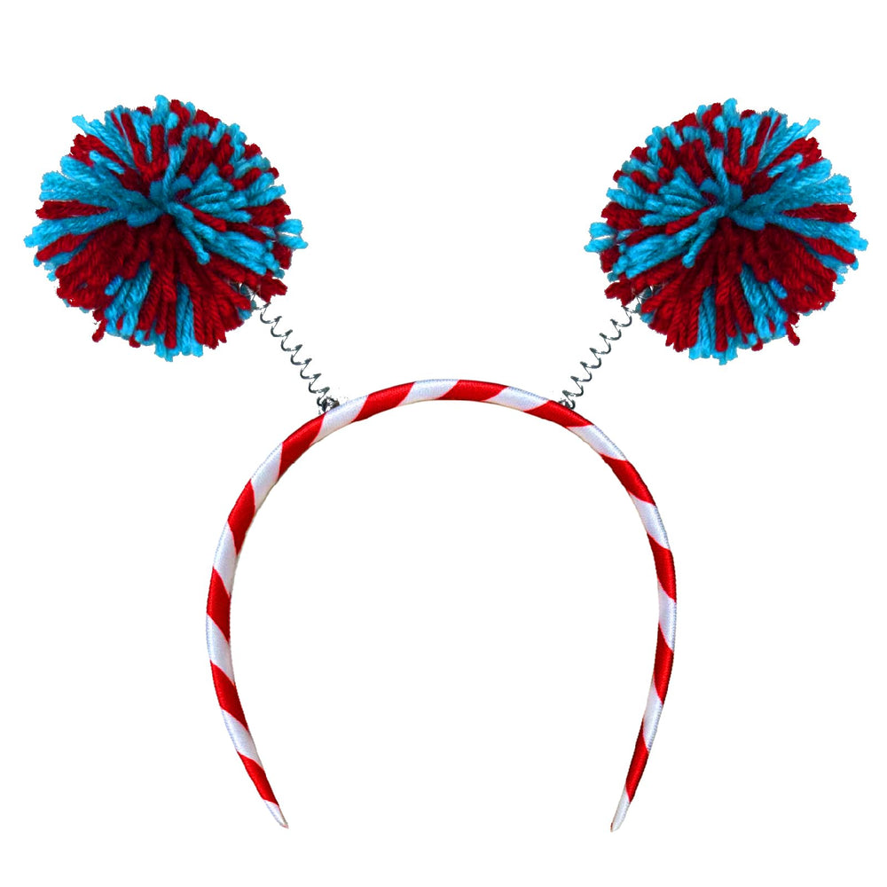 Diadema Borbilyn con pompon azul para estilos llamativos en fiestas.