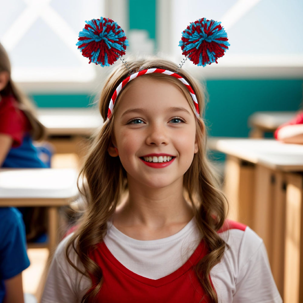 Diadema Borbilyn pompon azul, opción versátil para disfraces.