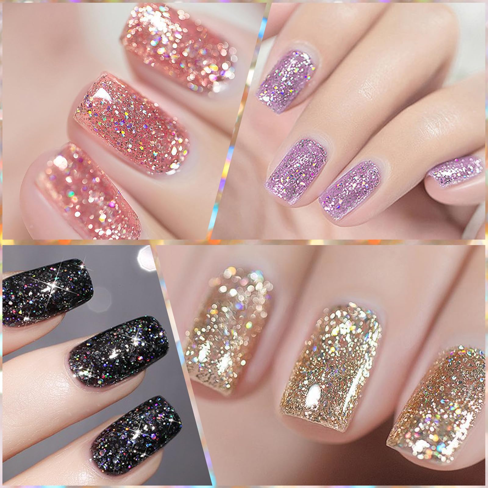 Acabado brillante con purpurina Born Pretty en uñas