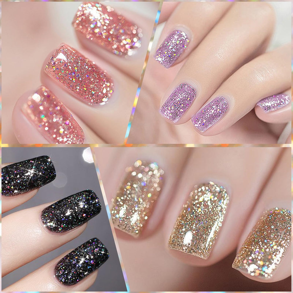 Acabado brillante con purpurina Born Pretty en uñas