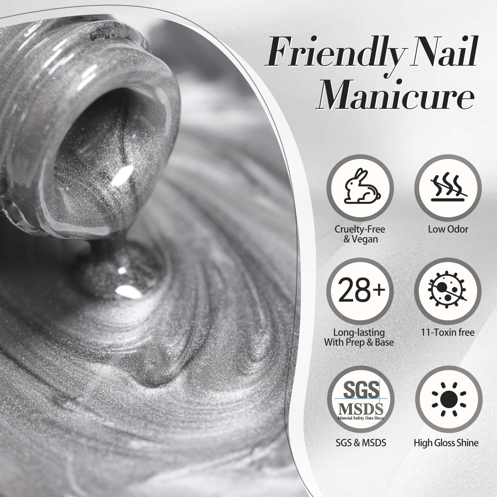 Brillo cristalino y duradero en uñas con gel imantado Born Pretty