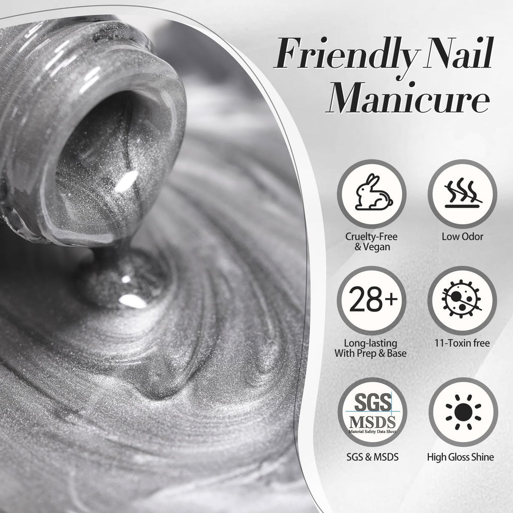 Brillo cristalino y duradero en uñas con gel imantado Born Pretty