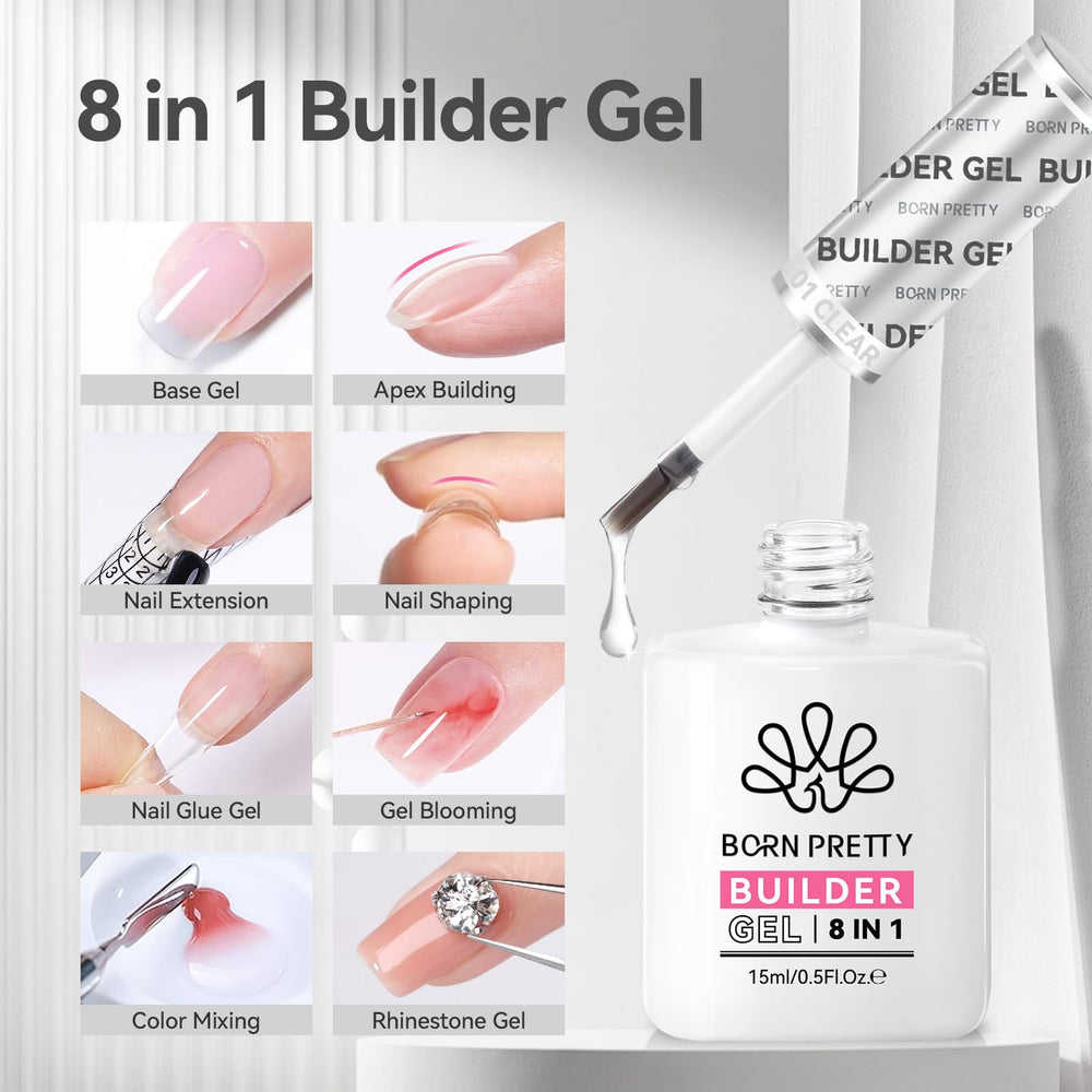 Gel de construcción transparente para base y nivelación en uñas