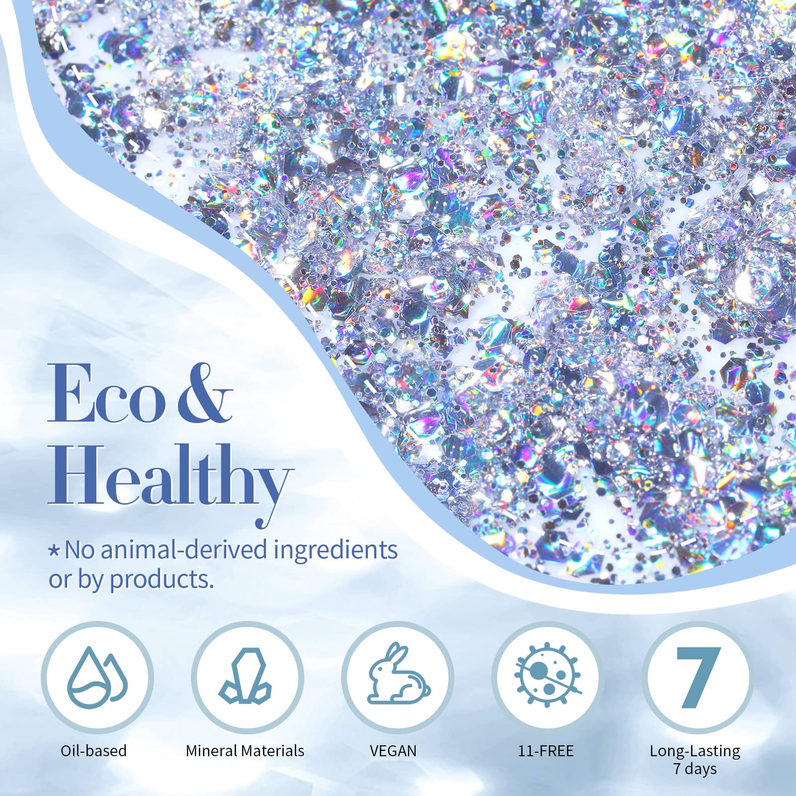 Efecto holográfico de Born Pretty bajo iluminación natural.