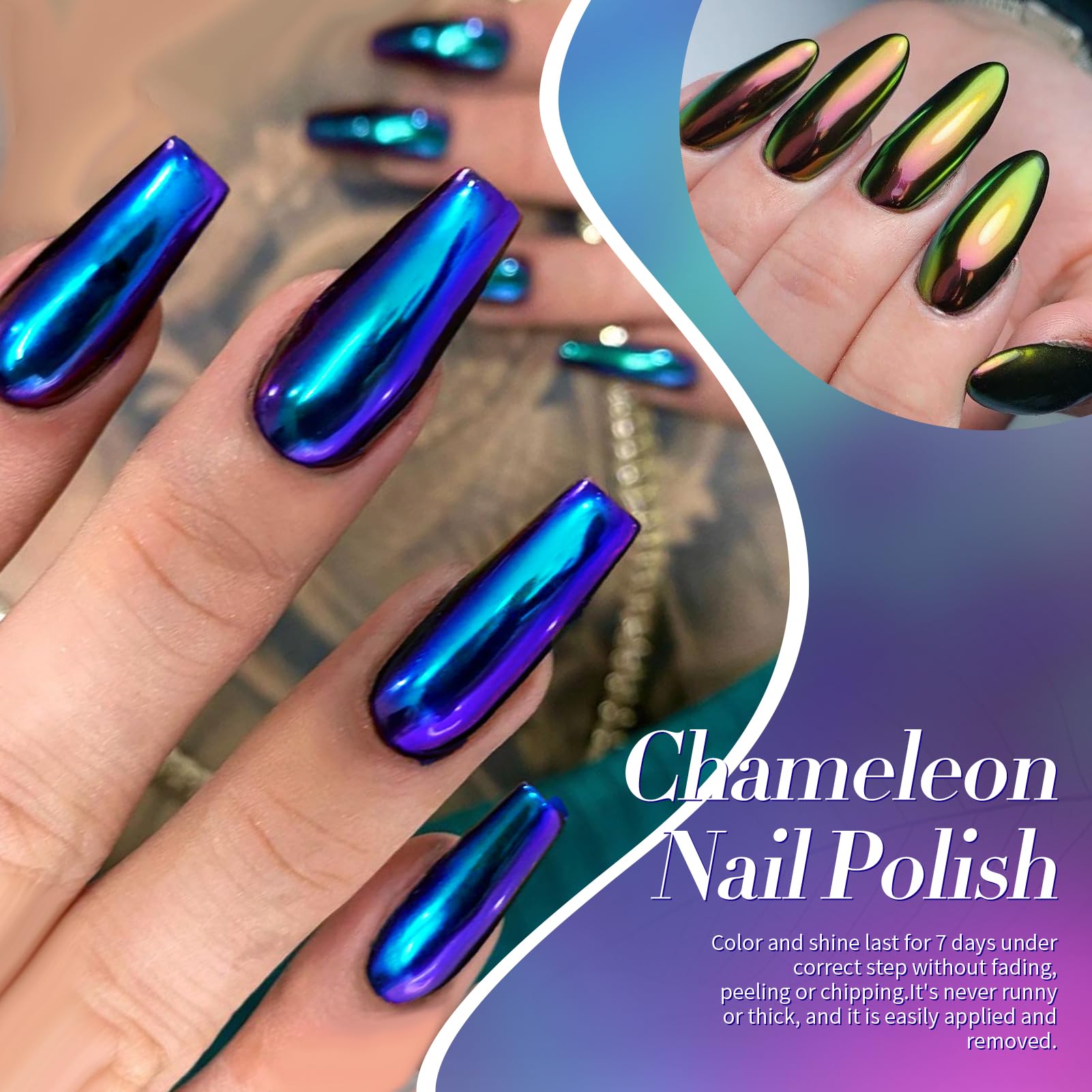 Born Pretty esmalte camaleónico cromado púrpura con destellos