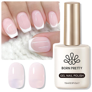 Born Pretty esmalte en gel translúcido: botella clara para acabado translúcido y brillo suave.