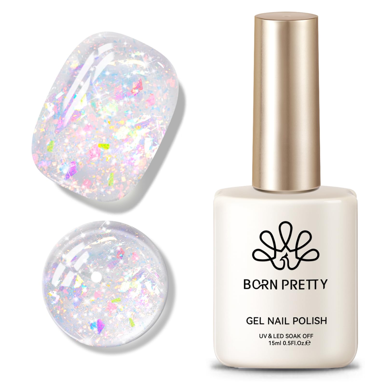 Born Pretty: lentejuelas multicolor en gel para uñas, manicuras duraderas