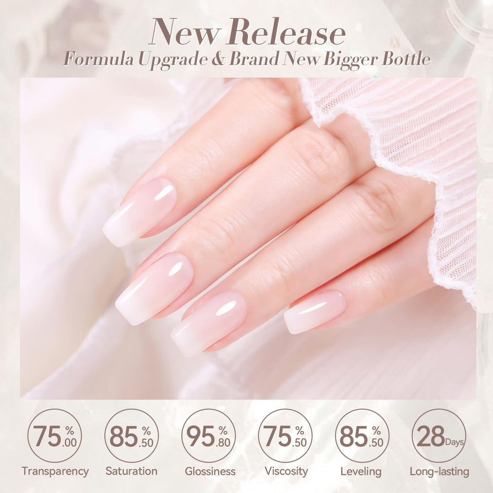 Born Pretty Esmalte Gel Milky Blanco, brillo duradero para uñas pulidas.