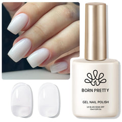 Born Pretty Esmalte gel Milky Blanco en botella: color sutil para manicuras elegantes.