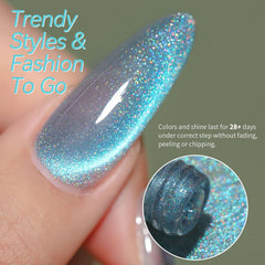 Born Pretty Esmalte Gel Ojos de Gato Azul con vidrio luna para efecto profundo.