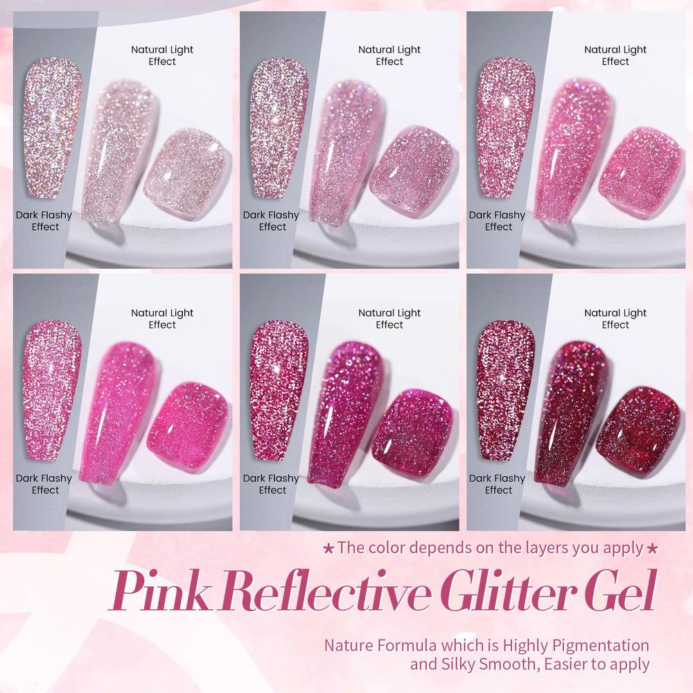 Born Pretty esmalte gel rosa holografico, efecto 3D para fiestas y eventos.