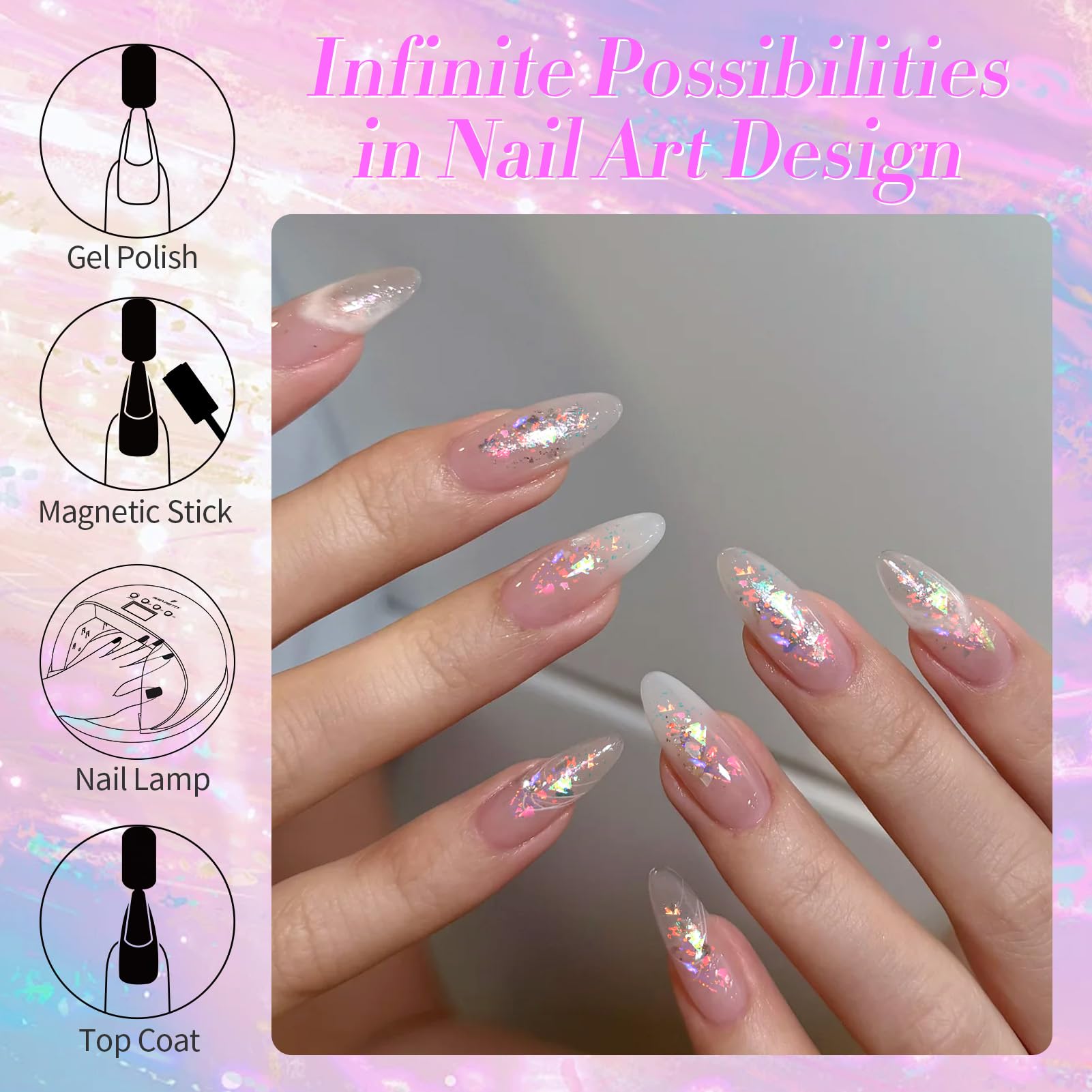 Born Pretty: destellos que captan la luz en cada manicura