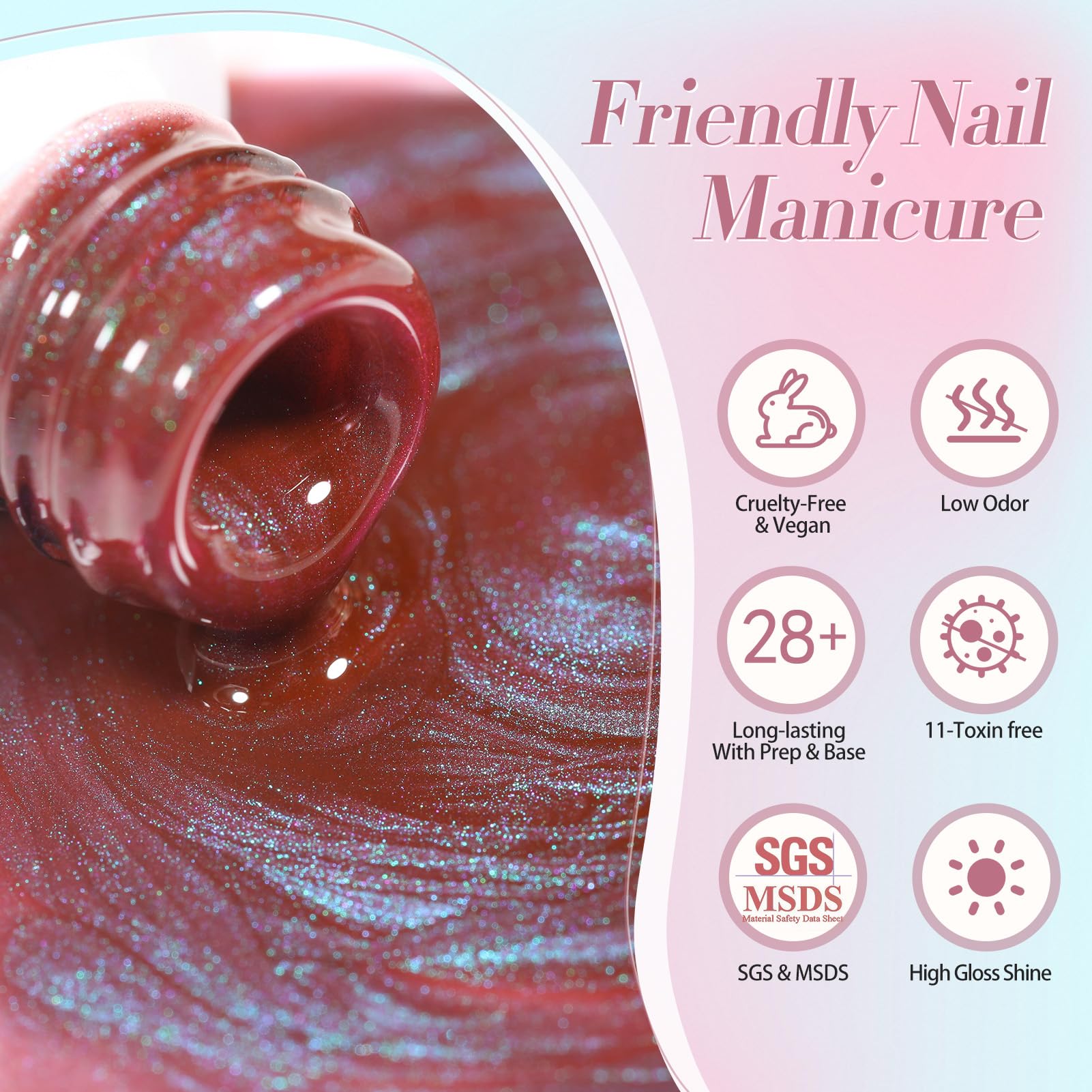 Born Pretty: Incluye 15 ml de esmalte gel con color arcoíris Aurora.