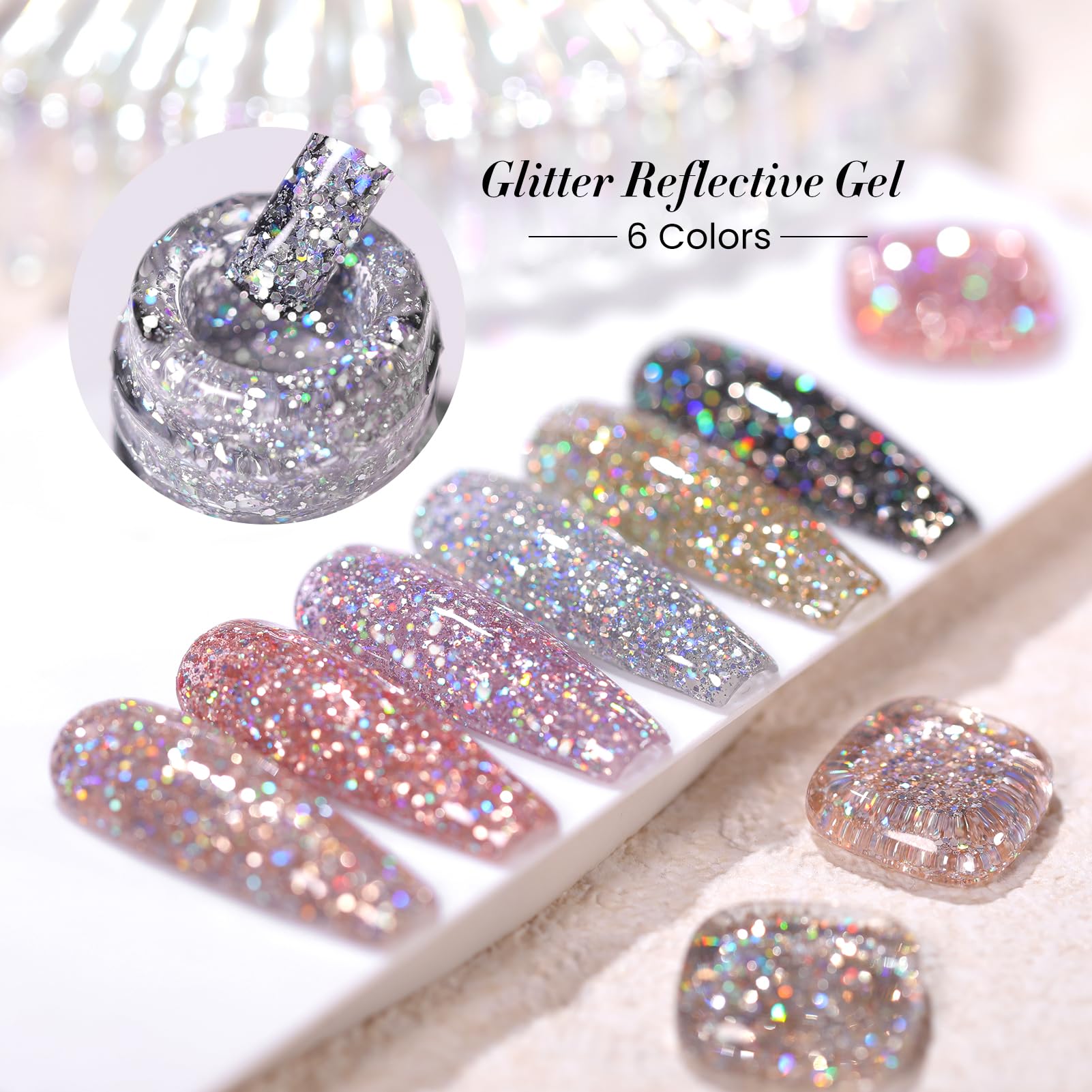 Brillo disco plateado de Born Pretty en uñas llamativas