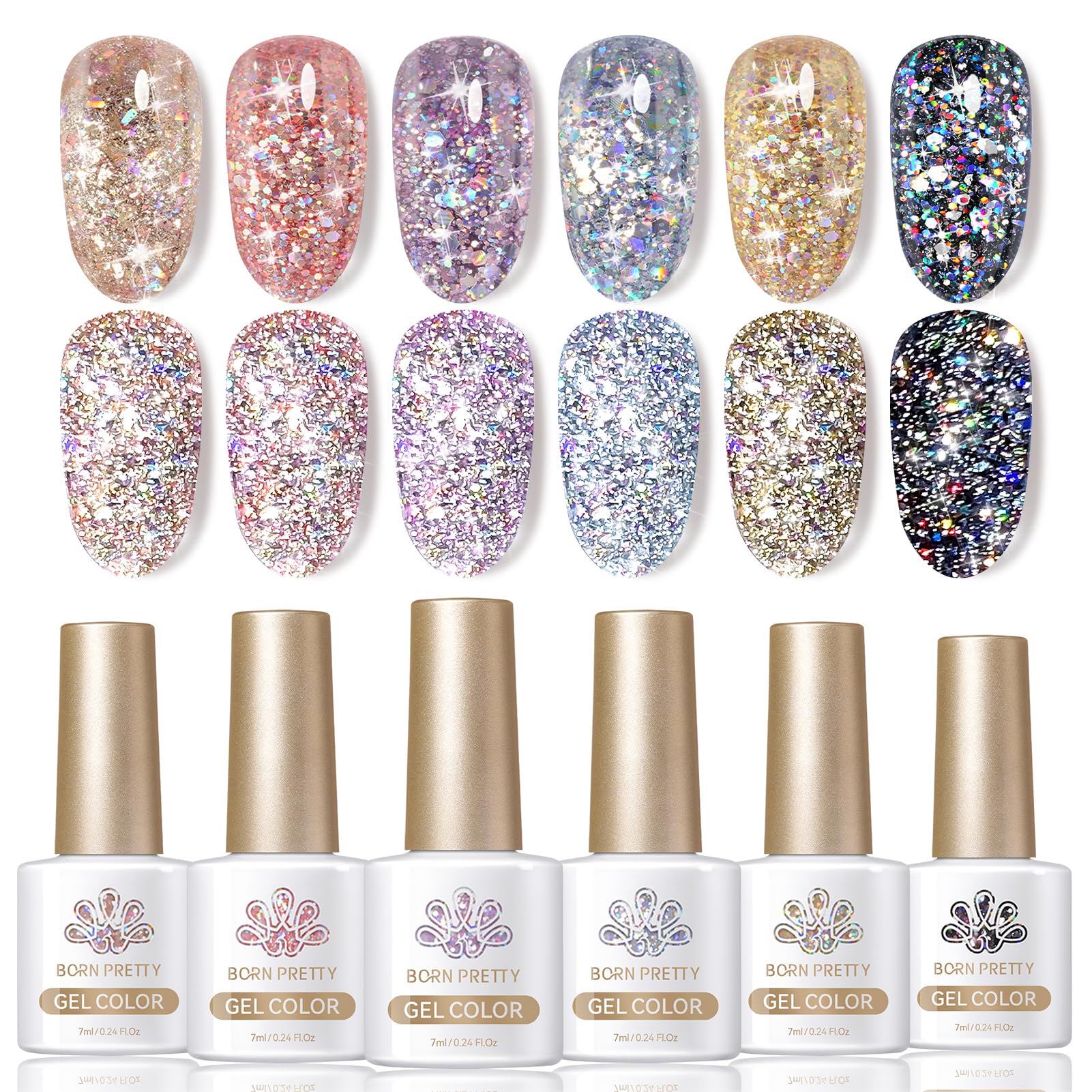 Born Pretty gel con purpurina rosada para uñas y brillo intenso