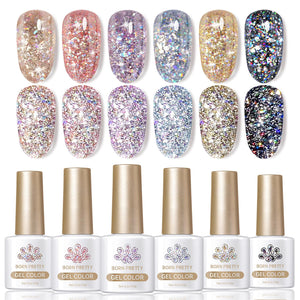 Born Pretty gel con purpurina rosada para uñas y brillo intenso