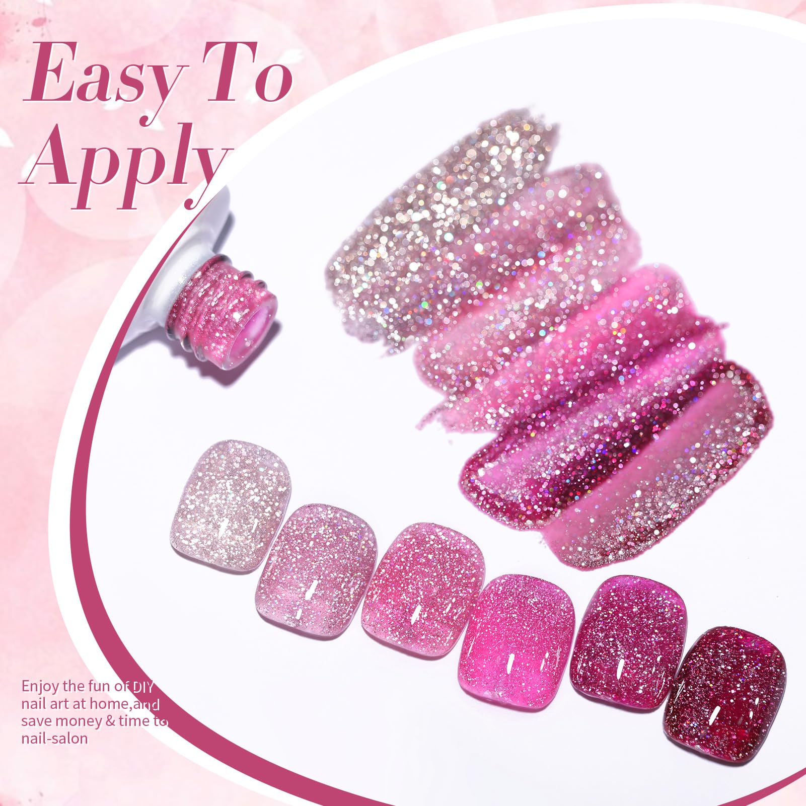 Born Pretty gel rosa brillo disco, pensado para looks festivos y noches de verano.