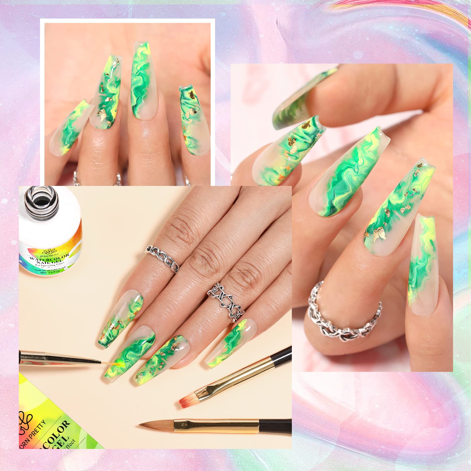 Born Pretty Nail Blooming Gel brillo discreto y acabado natural.