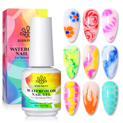 Born Pretty Nail Blooming Gel con efecto acuarela para uñas vibrantes y duraderas.
