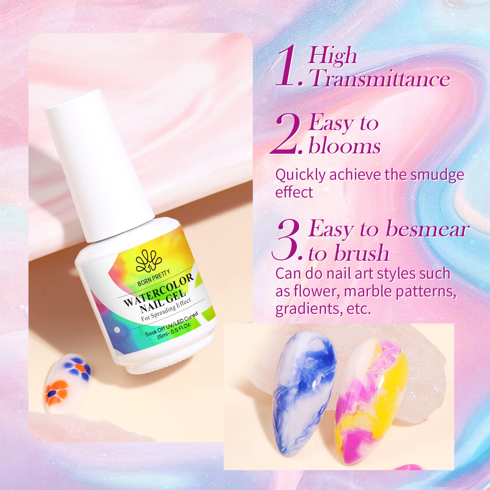 Born Pretty Nail Blooming Gel patrones florales para uñas originales.