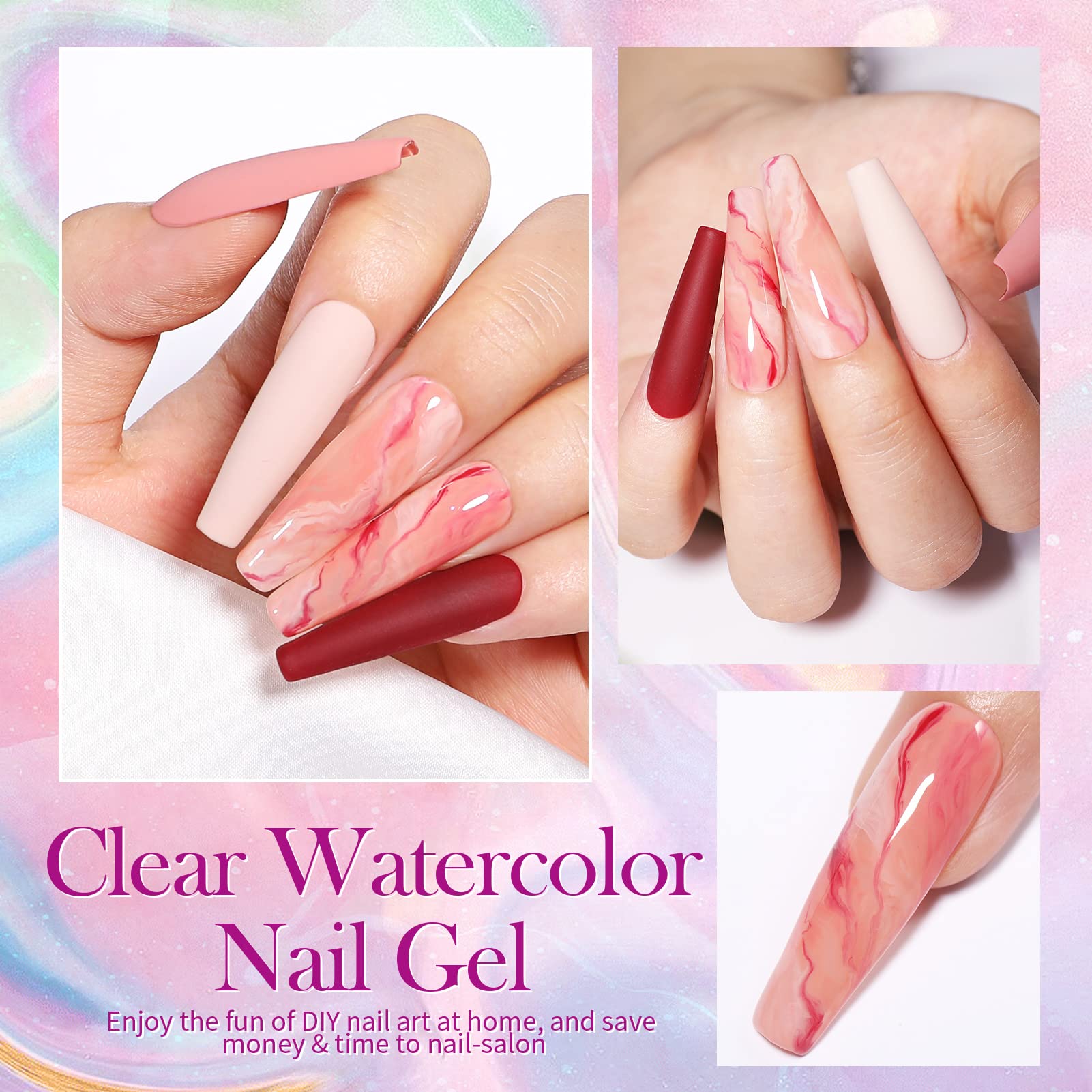 Born Pretty Nail Blooming Gel texturas sutiles para uñas modernas.