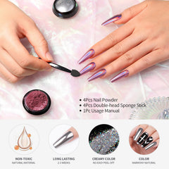Born Pretty polvos metalico cromo oro-rosado para uñas elegantes