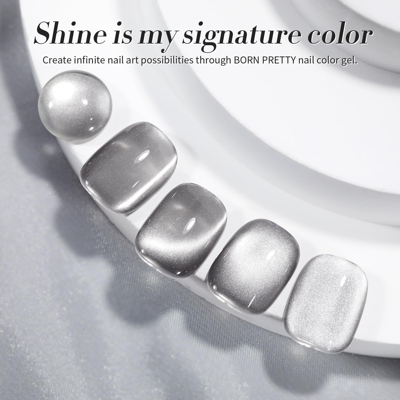 Gel imantado para uñas, tono gris luna, uso diario con Born Pretty