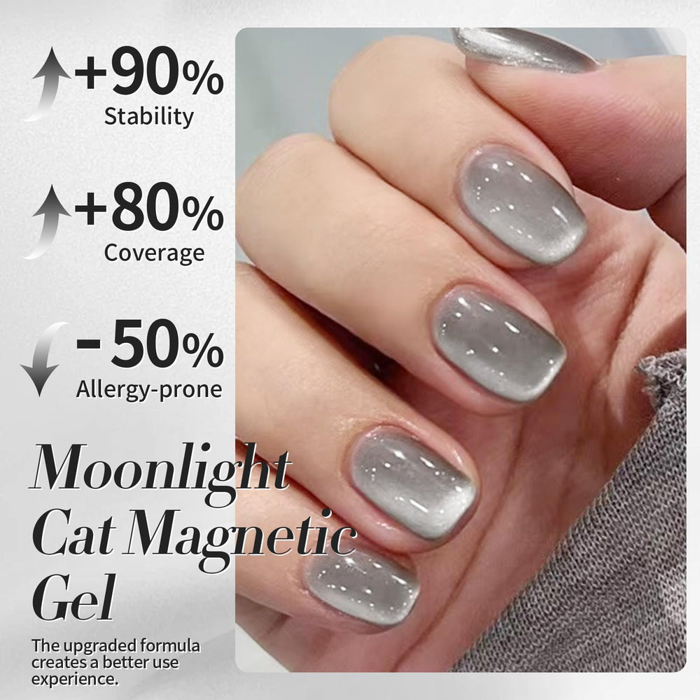 Gel imantado para uñas de Born Pretty, gris luna, acabado de vidrio brillante