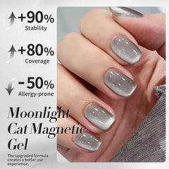 Gel imantado para uñas de Born Pretty, gris luna, acabado de vidrio brillante