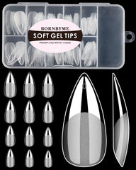 BORNBYME tips de uñas gel soft stiletto medio, vista completa y set de 120 piezas para extensión
