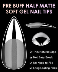 BORNBYME tip de uñas gel soft stiletto medio sin pliegues, fácil de aplicar