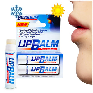 Bálsamo labial Boroleum en envase fabricado en EE. UU., experiencia de 115 años para labios suaves.