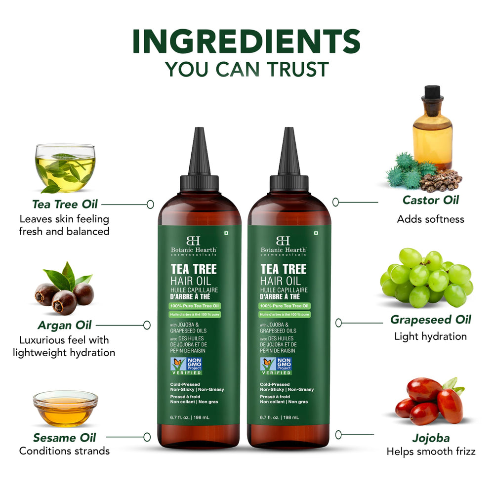Botanic Hearth Aceite de Árbol de Té para cabello brillante y saludable.