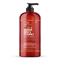 Botanic Hearth: botella de gel de ducha con rosa jardín para piel suave.
