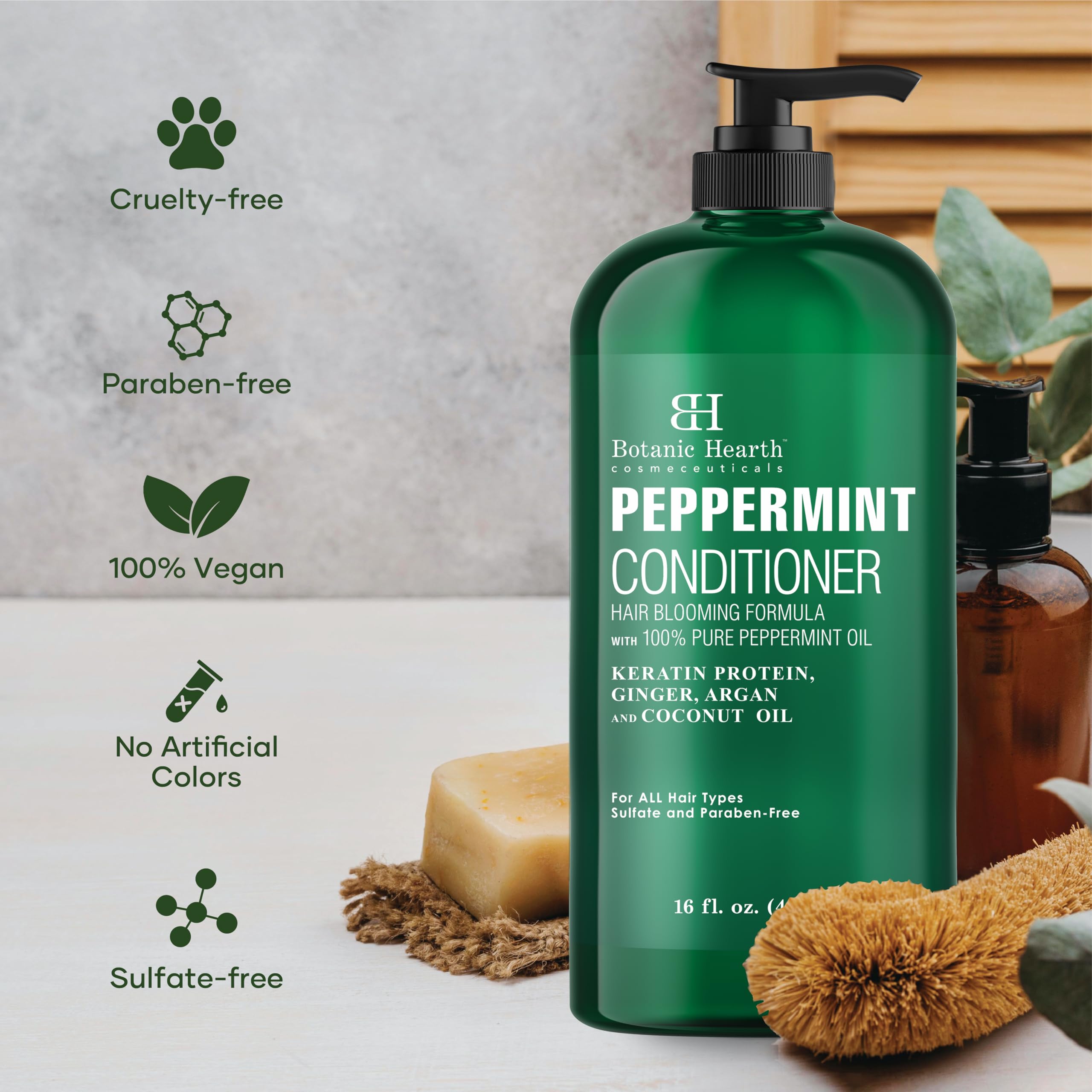 Textura cremosa del acondicionador Botanic Hearth de menta para cabello sedoso