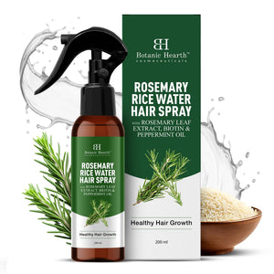 Botanic Hearth frasco romero, enfoque en crecimiento capilar y fortalecimiento.