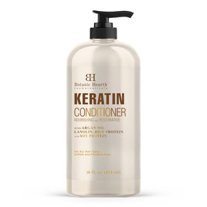 Botanic Hearth acondicionador de keratina con argán, botella visible para uso diario