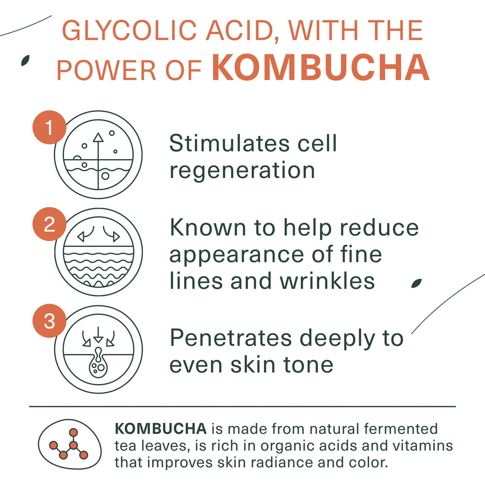Botanic Tree Kombucha Exfoliante Facial: espuma suave al contacto con la piel.