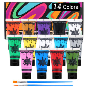 Pintura facial cremosa Bowitzki de 14 colores para creatividad y fiestas.