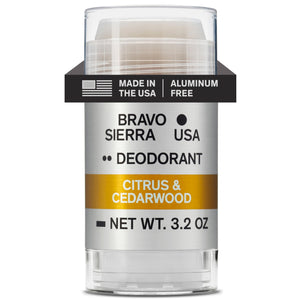 Desodorante Bravo Sierra sin aluminio, aplicación diaria para frescura duradera.