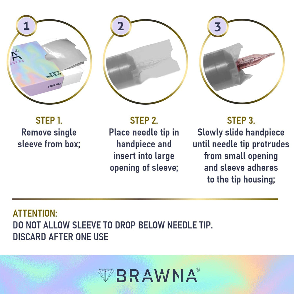 Caja de 200 fundas BRAWNA, fácil de usar y de desechar.