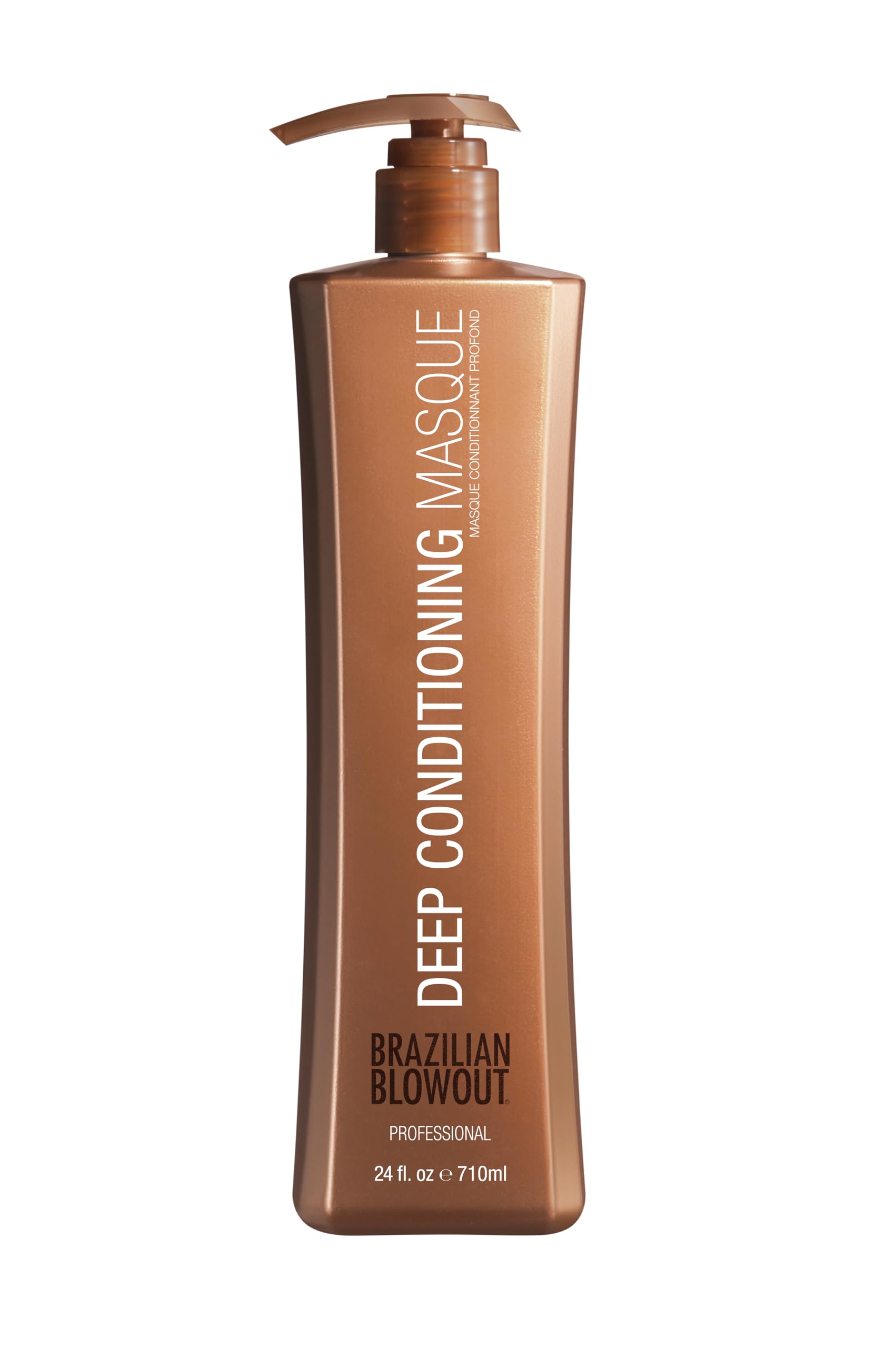 Mascarilla acondicionadora Brazilian Blowout de 24oz, envase elegante para cabello suave y sin encrespamiento
