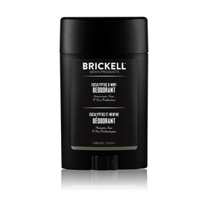 Desodorante natural de Brickell para hombres, botella elegante, control de olores durante todo el día.
